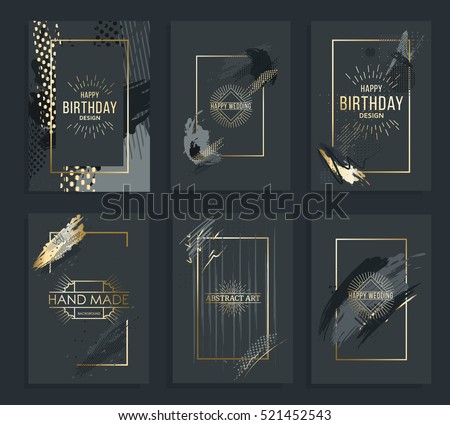 Vector frame for text Modern Art graphics for hipsters . dynamic frame stylish geometric black background with gold. element for design business cards, invitations, gift cards, flyers and brochures.