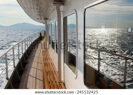 Scenic view from the deck of ocean cruise ship