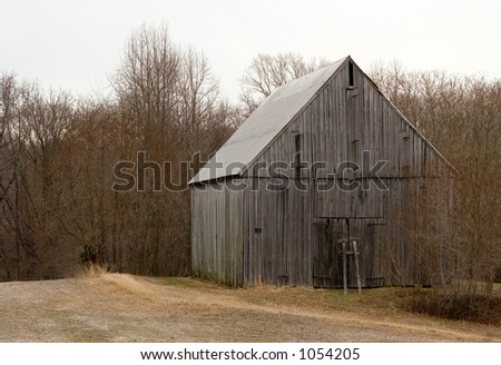 barn in open fields old
