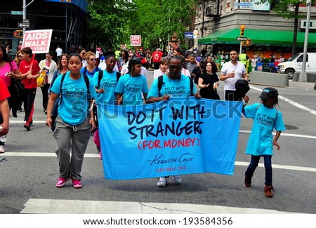 NYC - May 18, 2014:  People participating in the AIDS WALK NYC 2014 walkathon to raise money for AIDS charities and research