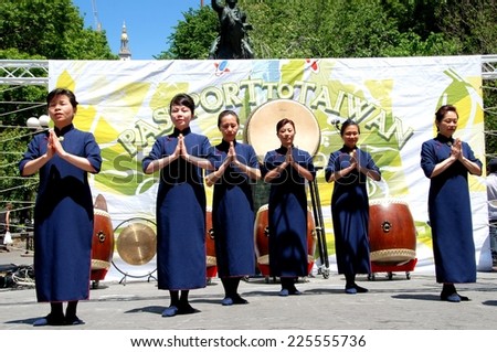 NYC - May 28, 2010: Members of the Tzu Chi Foundation perform a special prayer service in sign language during the PASSPORT TO TAIWAN 2008 Festival in Union Square