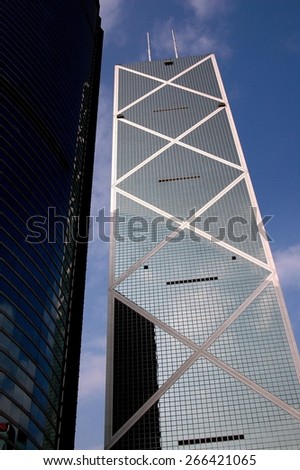 Hong Kong, China - January 8, 2006 :  Renowned Chinese-American architect I. M. Pei\'s post-modern Bank of China tower at Admiralty on Hong Kong Island