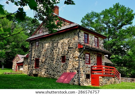 Chadds Ford, Pennsylvania - June 8, 2015: The Gideon Gilpin House used by the Marquis de Lafayette as his headquarters during the 1777 Revolutionary War Battle of the Brandywine  *
