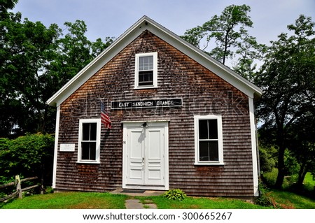 East Sandwich, Massachusetts - July 15, 2015:  The 1889 East Sandwich Grange Hall at the Benjamin Nye Homestead and Museum on Cape Cod *
