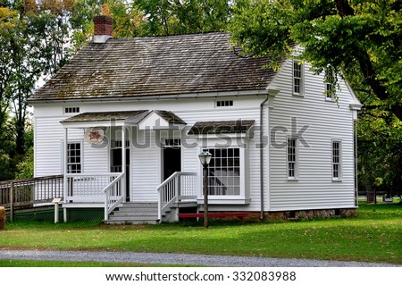 Lancaster, Pennsylvania - October 14, 2015:  C. 1850 Sexton\'s House from a local church at the Landis Valley Village and Farm Museum