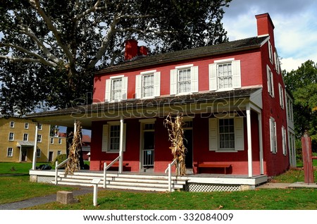 Lancaster, Pennsylvania - October 14, 2015:  Landis Valley House Hotel built in 1856 by Jacob Landis, Jr. at the Landis Valley Village and Farm Museum *