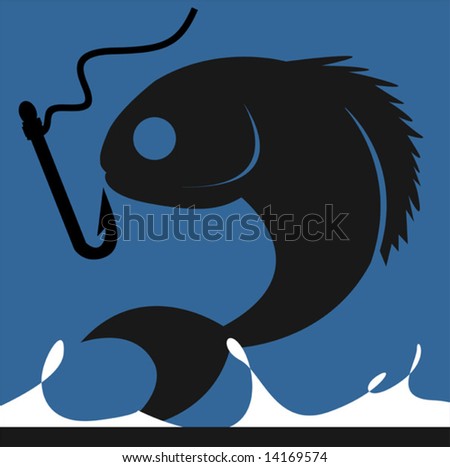 fishing hook. fish and fishing hook