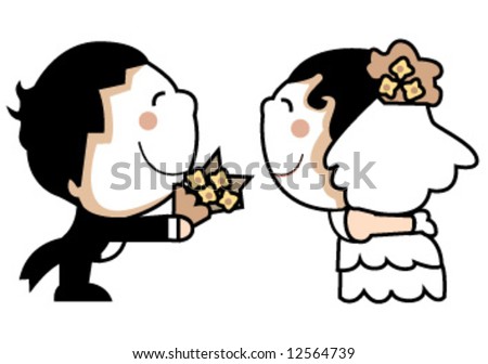 stock vector cute wedding couple