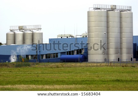 Plant building of a company which produce drinking water and the bottles