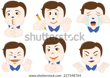Vector people with emoticon face set