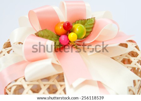 gift basket with bow on white background
