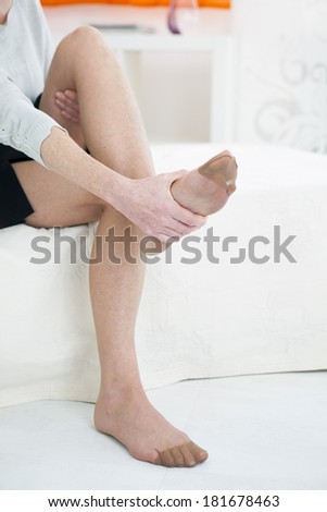 Senior lady with foot pain