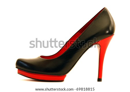 red and black high heel shoes
