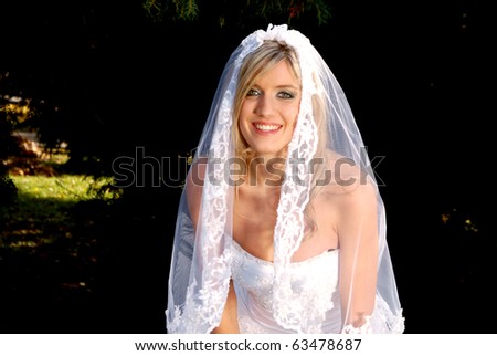 Portrait of pretty bride with veil.