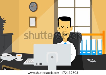 business man working in front of computer at the office
