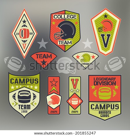 Set of emblems college sport team rugby Set of emblems college sport team rugby