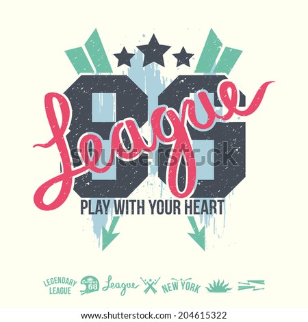 League emblem girl's colors graphic design for t-shirt League emblem girl's colors graphic design for t-shirt