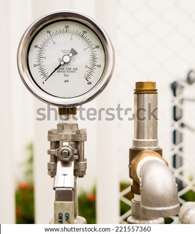 Pressure gauge and safety release valve in outdoor gas supply system