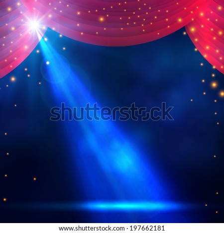 Spotlight on curtain with smoke & light Vector illustration Spotlight on curtain with smoke & light Vector illustration