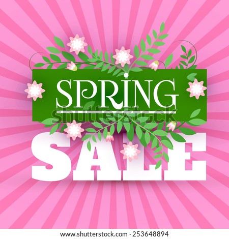 Spring sale colorful vector banner for your business