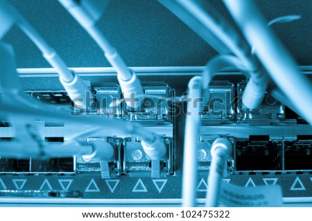 optic fiber cables connected to data center
