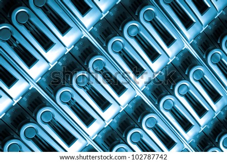 detail of data center with hard drives