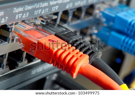 network cables connected to hub