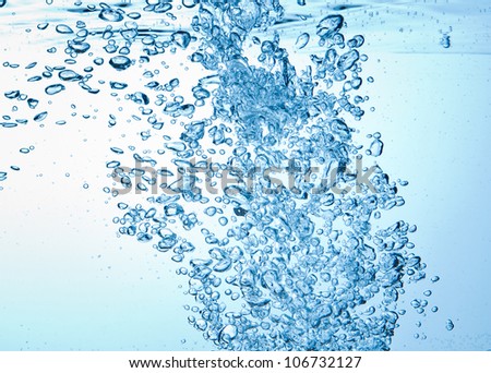 closeup of blue  bubbles underwater