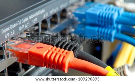 network cables connected to hub