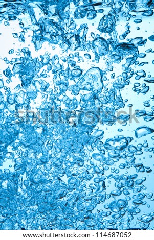 closeup of blue  bubbles underwater