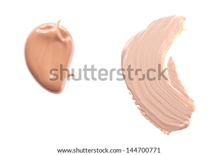 smudged liquid foundation isolated on white