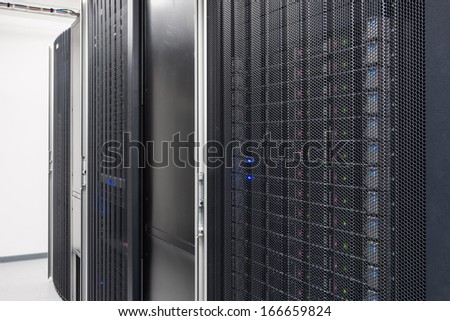 network server room with racks