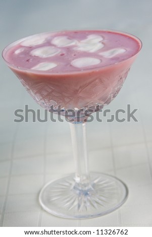 decorated strawberry mousse in glass