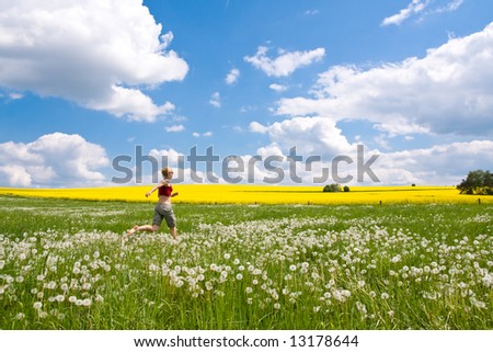 young female on a flowery meadow