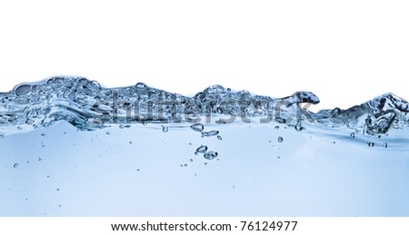 splashing water with bubbles shot on white background