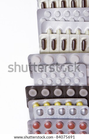 row of pills in blister packs