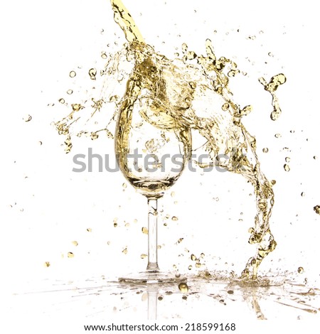white wine splash isolated on white