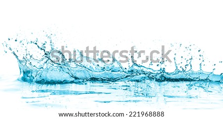 turquoise water splash, isolated on white