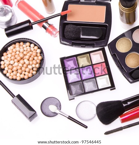 makeup set isolated on white background