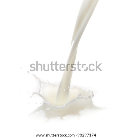pouring milk splash isolated on white background