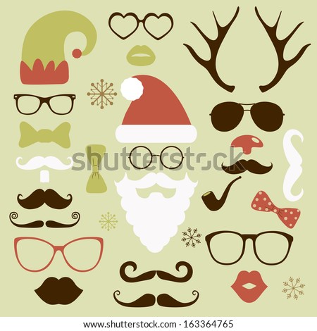 Christmas silhouette set hipster style illustration icons Christmas silhouette set hipster style illustration icons