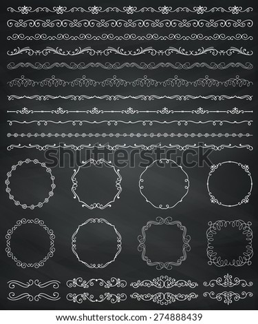 Collection of Seamless Hand Drawn Doodle Vintage Borders and Frames. Design Elements. Illustration