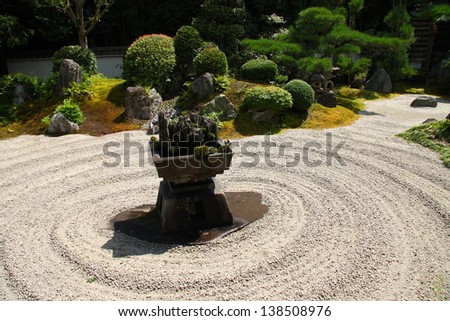 Raked gravel in zen garden (Tofuku-ji, Kyoto)