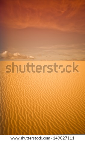 Warm colors of sky and sand on the Corralejo desert