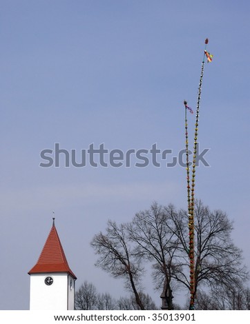 The biggest and the most beautiful Easter palm. Tribute to the biblical event of Palm Sunday. Lipnica, Poland Here, you can see the highest palm - much more higher t