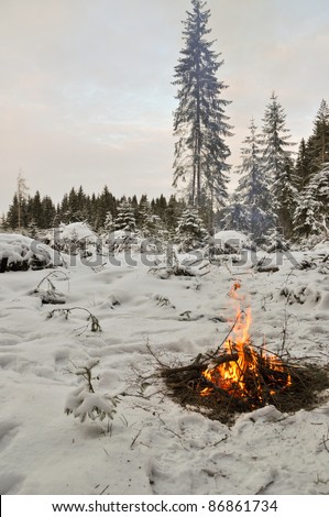 Snow around and only fire let survive tough time