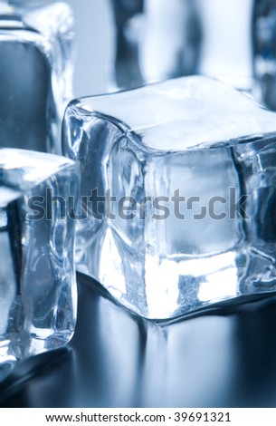 Ice cubes in blue ambient light. Good for background