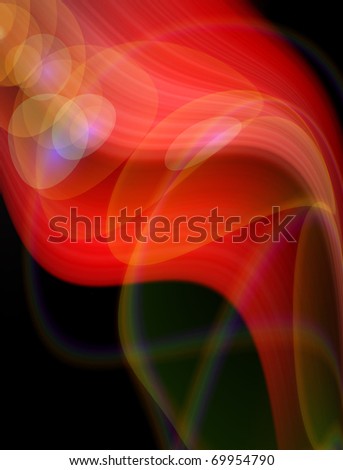 Abstract red, black and beige background. Space for text isolated on solid black color.