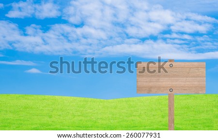 Wood Signs on grass and sky background