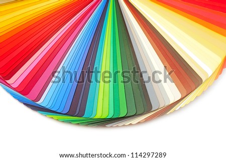 Color guide spectrum swatch samples rainbow on white background
